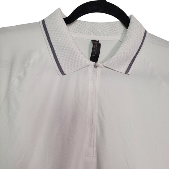 Mondetta Women's Active 1/4-Zip Short Sleeve Mesh Polo Shirt White Size Large - Picture 2 of 9